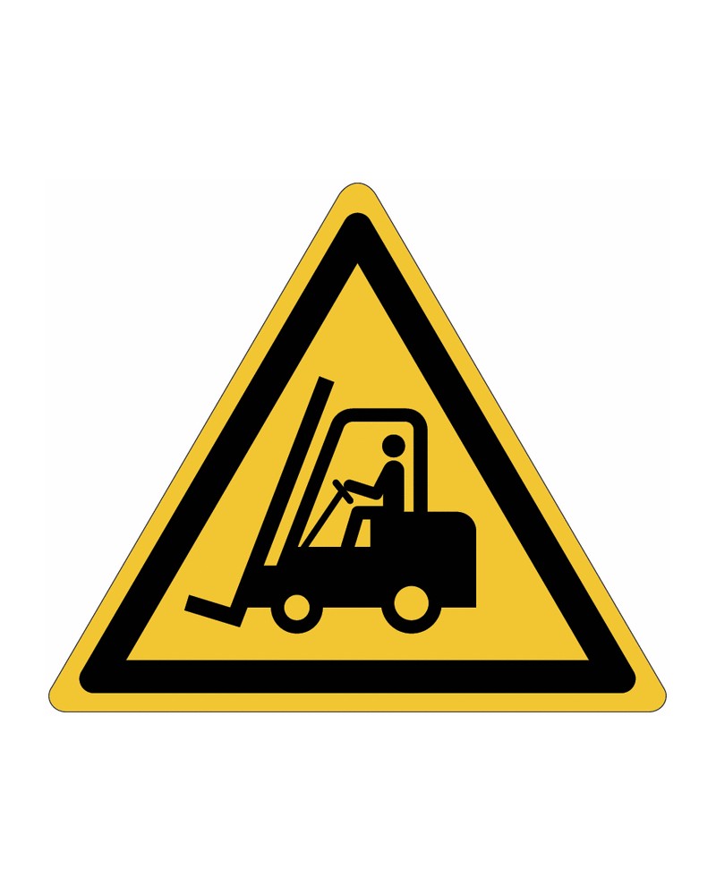 SEGNALE ADESIVO TRIANGOLO PER PAVIMENTI PERICOLO CARRELLI ELEVATORI EN ISO 7010