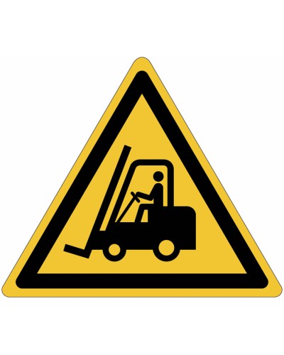 SEGNALE ADESIVO TRIANGOLO PER PAVIMENTI PERICOLO CARRELLI ELEVATORI EN ISO 7010